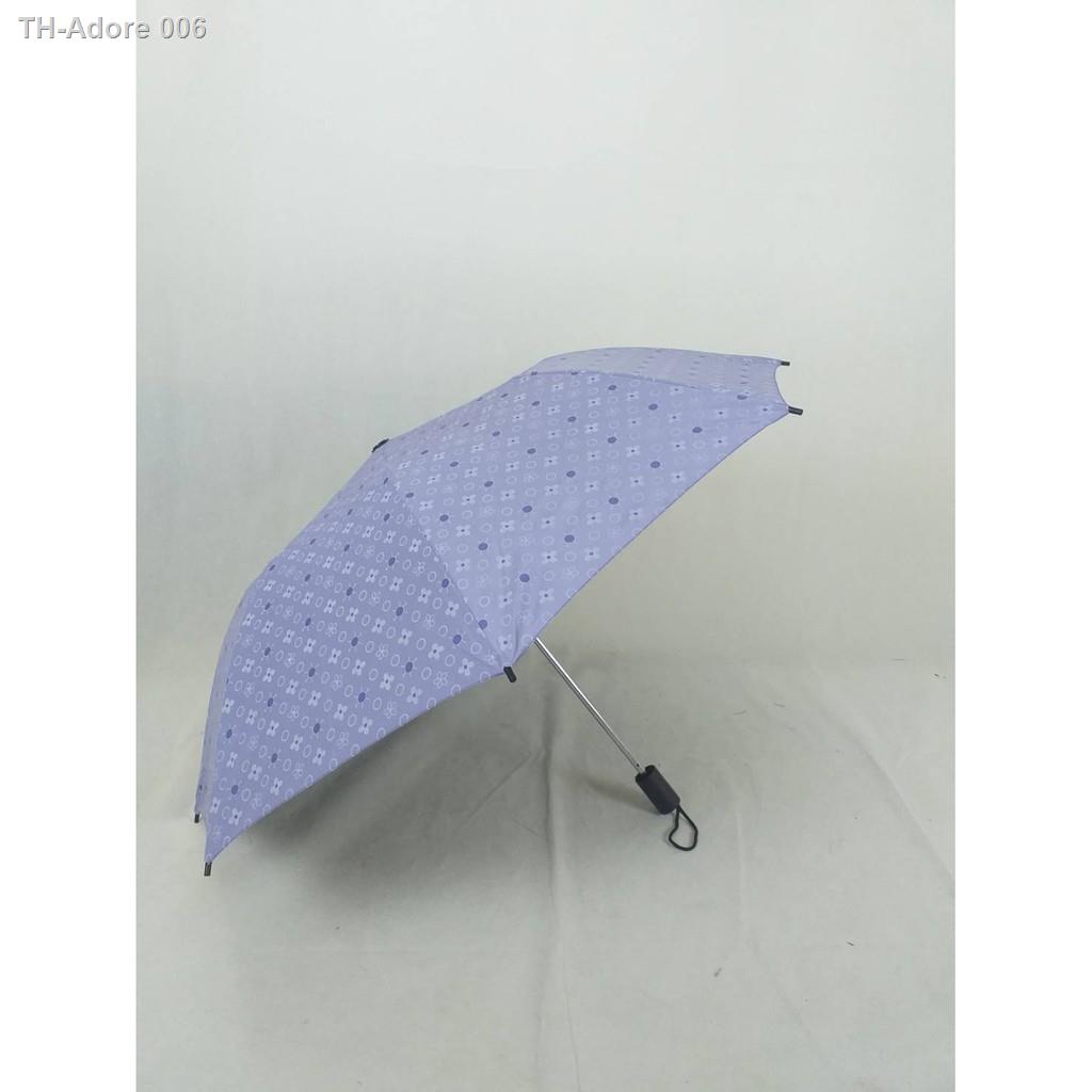 ร่ม ร่ม2พับ รหัส 204-2 มือกาง ร่มกันแดด กันน้ำ แกนเหล็ก ผ้าลายดอก UVดำ ป้องกันUVได้ดีมาก ผลิตในไทย umbrella