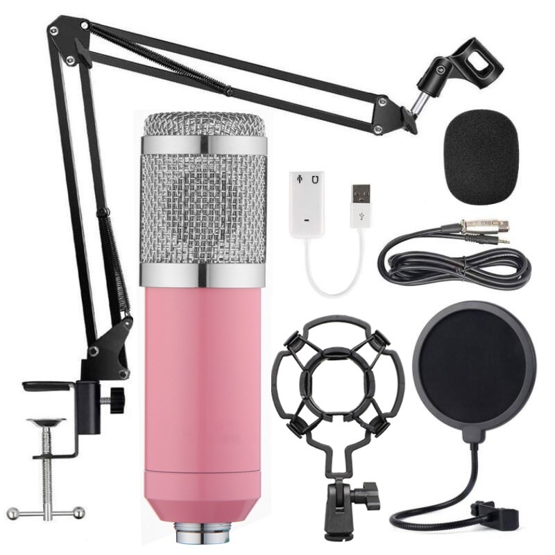 ไมค์ ไมค์อัดเสียงคอนเดนเซอร์ BM800 พร้อมชุดขาตั้ง Condenser Microphone ไมค์อัดเสียง ไมค์โครโฟน48V - D-PHONE