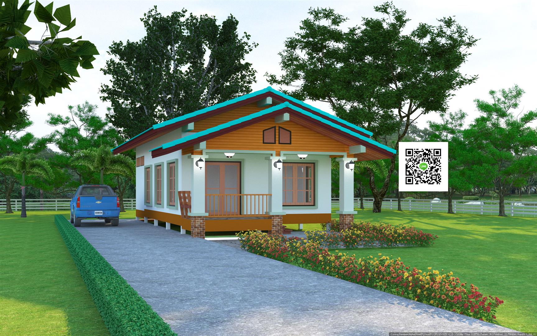 แปลนบ้านเกษตรอนุรักษ์3ห้องนอน2ห้องน้ำระเบียงหน้าบ้าน Blueprint-0174 แปลนบ้านสำหรับขออนุญาตปลูกสร้างและมี BOQ ยื่นกู้ธนาคาร พร้อมก่อสร้างทันที ราคา  12,000 บาท*ส่งฟรี