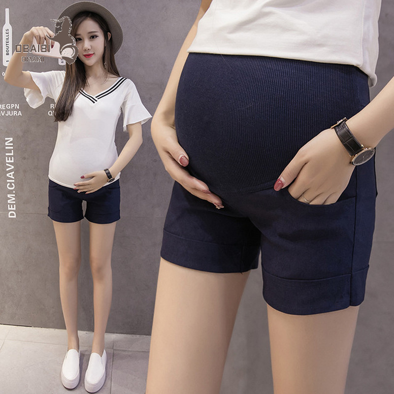 OOกางเกงขาสั้นสำหรับผู้หญิงท้อง,กางเกงลำลองยกหน้าท้องสไตล์เกาหลีสำหรับคุณแม่ใหม่ฤดูร้อน