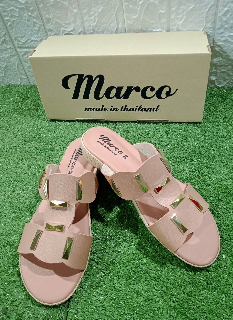 Marco รุ่น T1018 รองเท้าแตะ ลายพีระมิด รองเท้าแตะผู้หญิง รองเท้าแตะกันลื่น สีพื้น รองเท้าใส่ในoffice  นิ่มสบาย เป็น รองเท้าเพื่อสุขภาพ