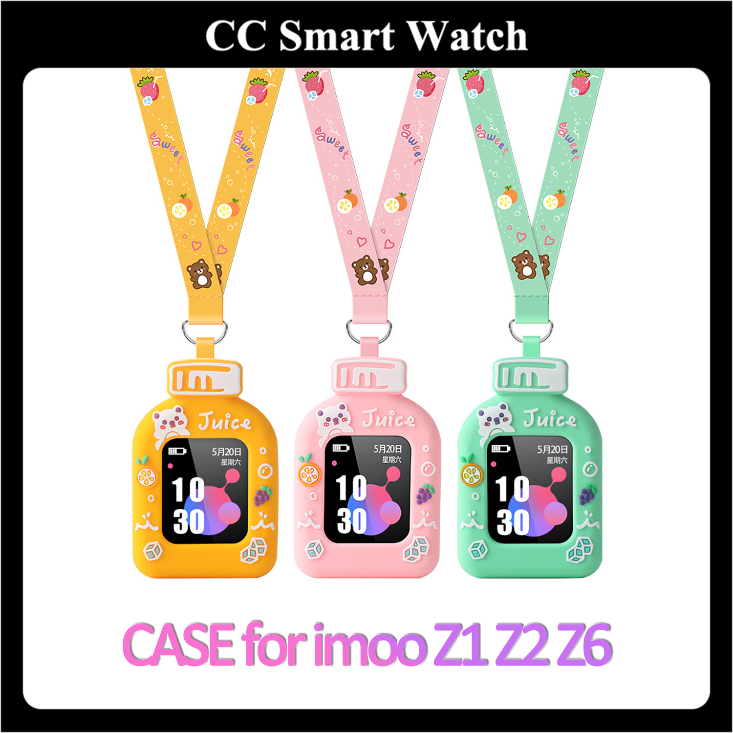 อุปกรณ์อัจฉริยะและสมาร์ทวอทช์ เคสกันรอย imoo Z1 Z2 Z6 ลายขวดน้ำผลไม้ เชือกหนาลายการ์ตูน แถมฟิล์มกันรอย แถมไขควง เชือกหนากลม ไอโม่ Z1 Z2 Z6 [ส่งจากไทย] ราคา 299 บาท*ส่งฟรี