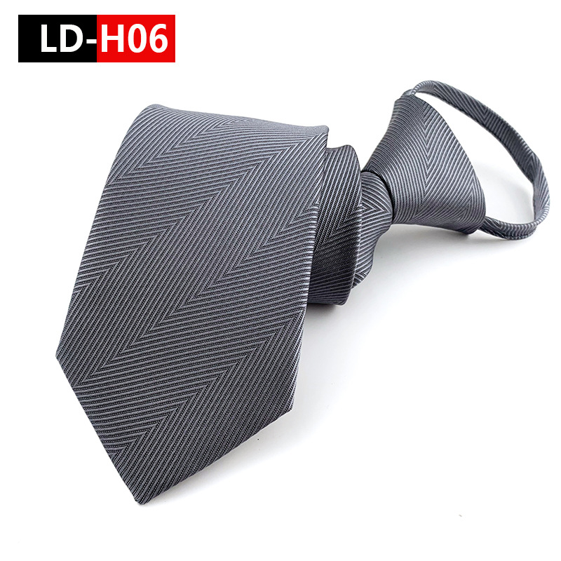 New Spot Tie Zipper Lazy Tie Fashion 7 Cm Striped Black Blue Tie Business Men