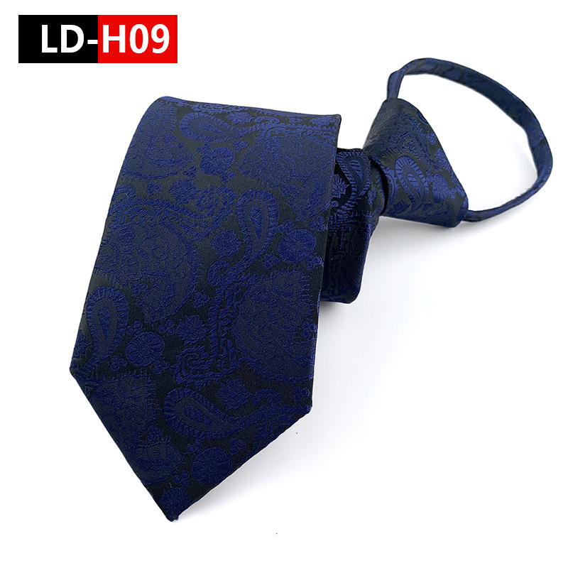 New Spot Tie Zipper Lazy Tie Fashion 7 Cm Striped Black Blue Tie Business Men