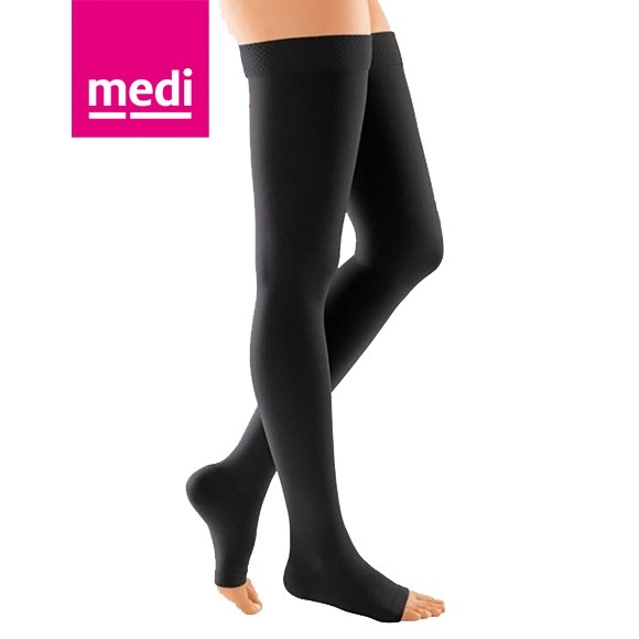 Medi ถุงน่อง ป้องกัน เส้นเลือดขอด Duomed ของแท้ 100% โคนขา (Silicone) เปิด/ปิด ปลายเท้า-สีเนื้อ ถุงน่อง ป้องกัน เส้นเลือดขอด Class2 23-32 mmHg