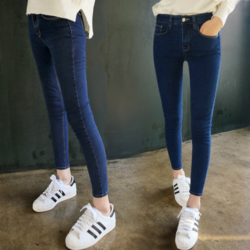 SLife Women Jean กางเกงยีนส์ ขายาว ปลายขาว เข้ารูป ผ้ายืด กางเกงยีนส์ทรงสูง เลกกิ้ง รูปร่างเพรียว สไตล์เกาหลี