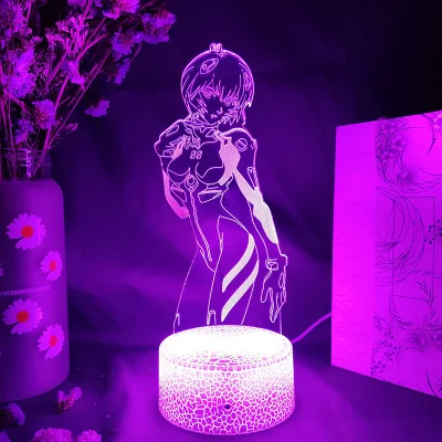 Anime 3D LED Night Light EVA Ayanami Rei Figure 16 Colors Changing Lamp For Kids Bedroom Decor Table Gift Lamp Dropping (2)