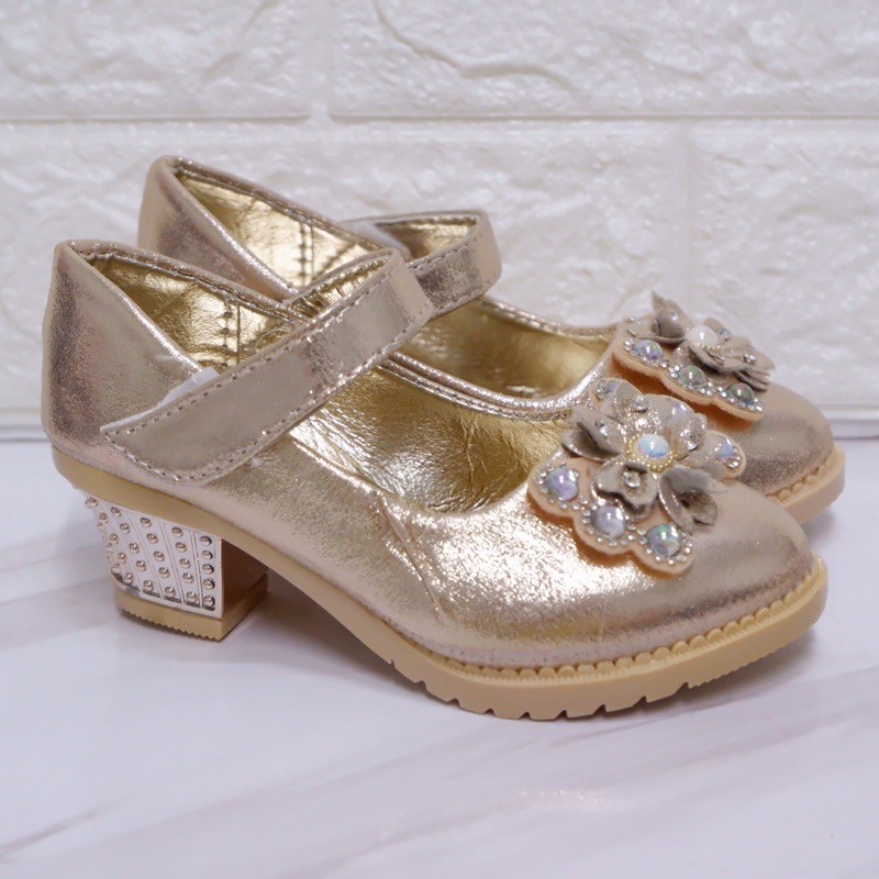 รองเท้างามเด็กผู้หญิง(308)ส้นสูง สีเงิน ทอง ชมพู ไซส์26-36