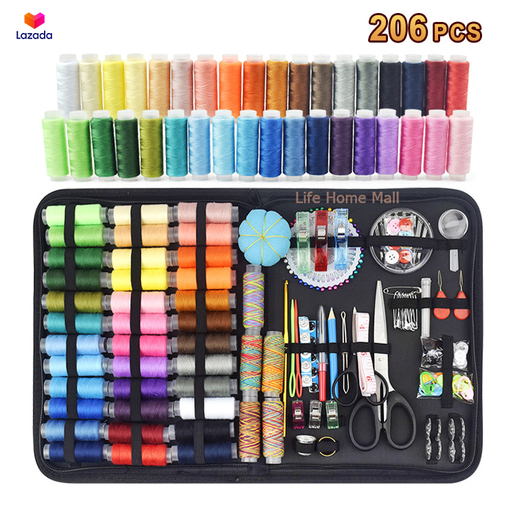 206 Pcs Sewing Needle & Thread Kit Supplies, Upgrade 41 XL Spools of Thread  Oxford Fabric Case, Portable Repair for Beginners Traveler