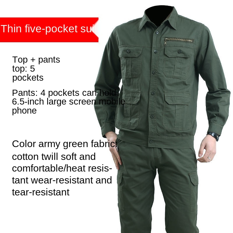 Thin section coveralls male camouflage male suit cotton breathable welding mechanics long-sleeved wear labor insurance clothing