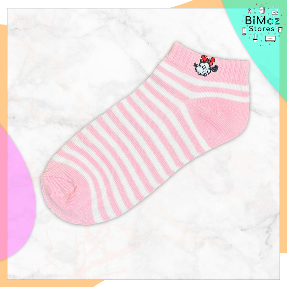 Bimoz ถุงเท้าข้อสั้นโทนสีชมพู  ลายน่ารัก ถุงเท้า Free Size