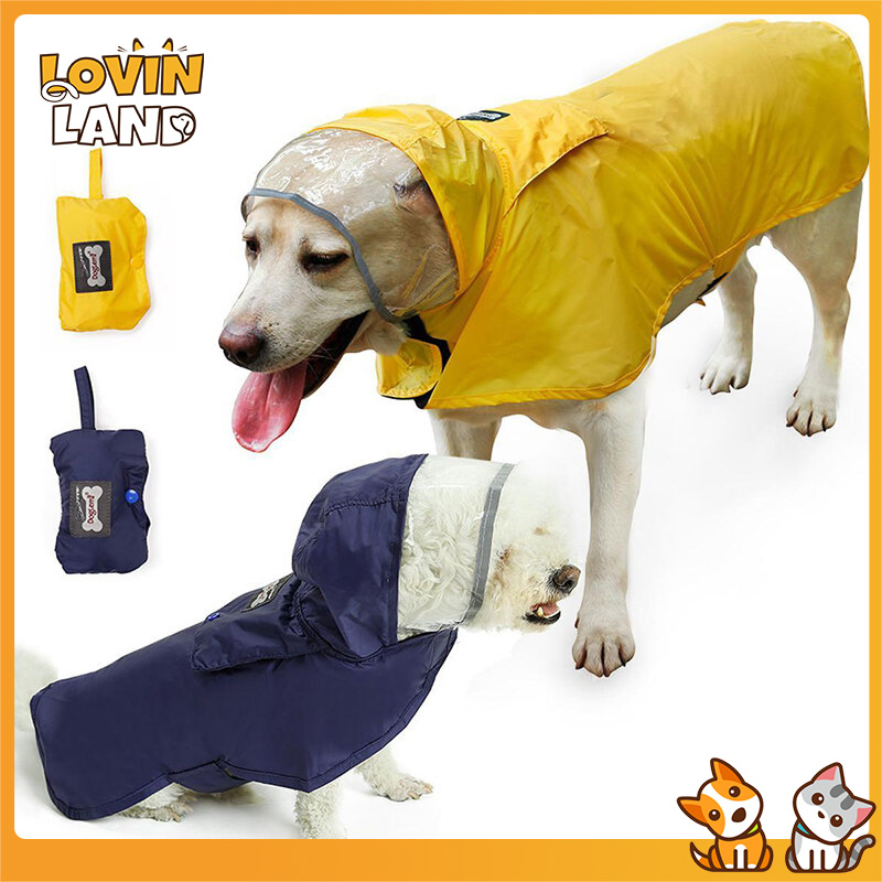 Lovinland Áo mưa cho thú cưng Áo Choàng Ngoài trời màu vàng có mũ chống thấm nước Áo Mưa chó con quần áo S/M/L/XL/2XL/3XL