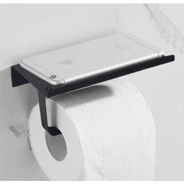 GHBathroom_Mall-Verno ที่ใส่กระดาษชำระ พร้อมชั้นวางสแตนเลส304 ขนาด 18x10x10 ซม. รุ่น แมมบา02 สีดำ ร้านค้าเเนะนำ ราคา 259 บาท*ส่งฟรี