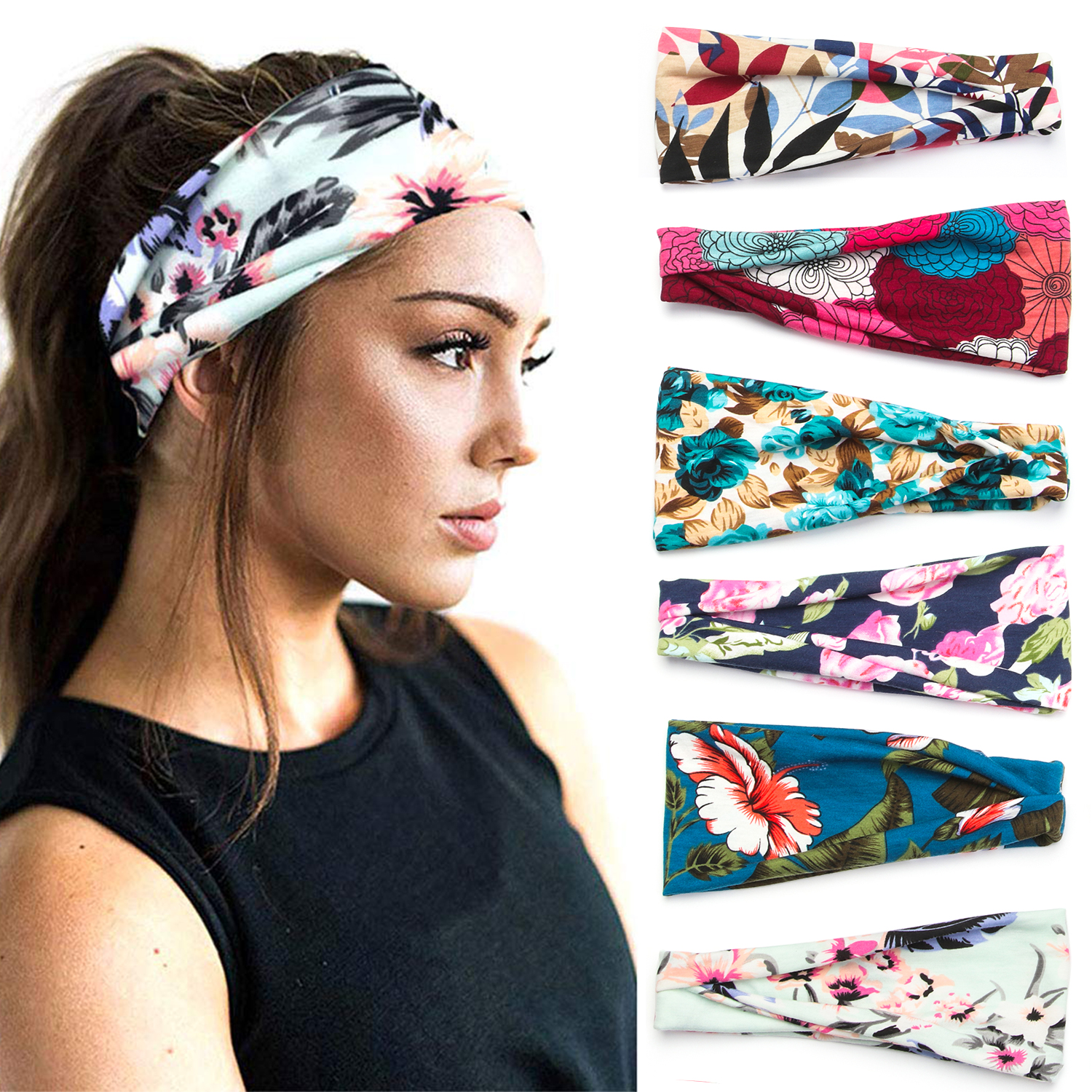GVGSX9N Fashion Exercise Yoga Stretchy Workout Headbands for Women Sweat Headband Sweat Wicking Hair Bands Solid Headbands