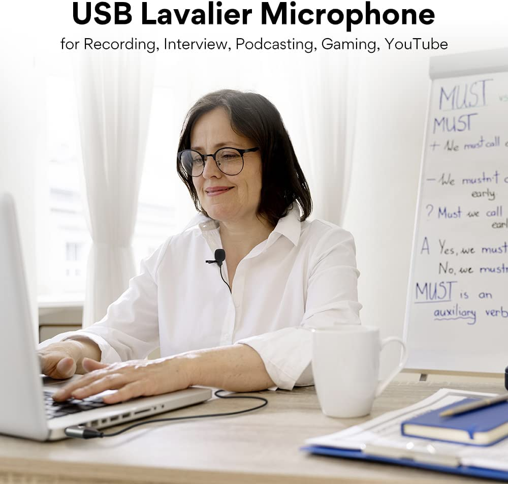 MAONO USB Lavalier Microphone, 192KHZ/24BIT Plug & Play Omnidirectional  Lapel Shirt Collar Clip on Mic for PC, Computer, Mac, Laptop, , Skype,  Recording, Podcasting, Gaming, AU-UL10 AU-UL10 USB Lavalier Microphone
