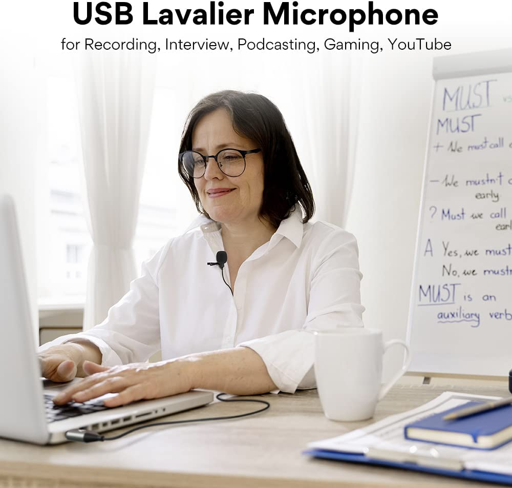 MAONO USB Lavalier Microphone, 192KHZ/24BIT Plug & Play Omnidirectional  Lapel Shirt Collar Clip on Mic for PC, Computer, Mac, Laptop, ,  Skype