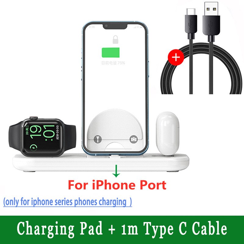 Compre W-02 3 en 1 15W Cargador Inalámbrico Para Iphone 13/12 Serie/airpods  Pro Portable Carging Dock Para Apple Watch - Negro en China