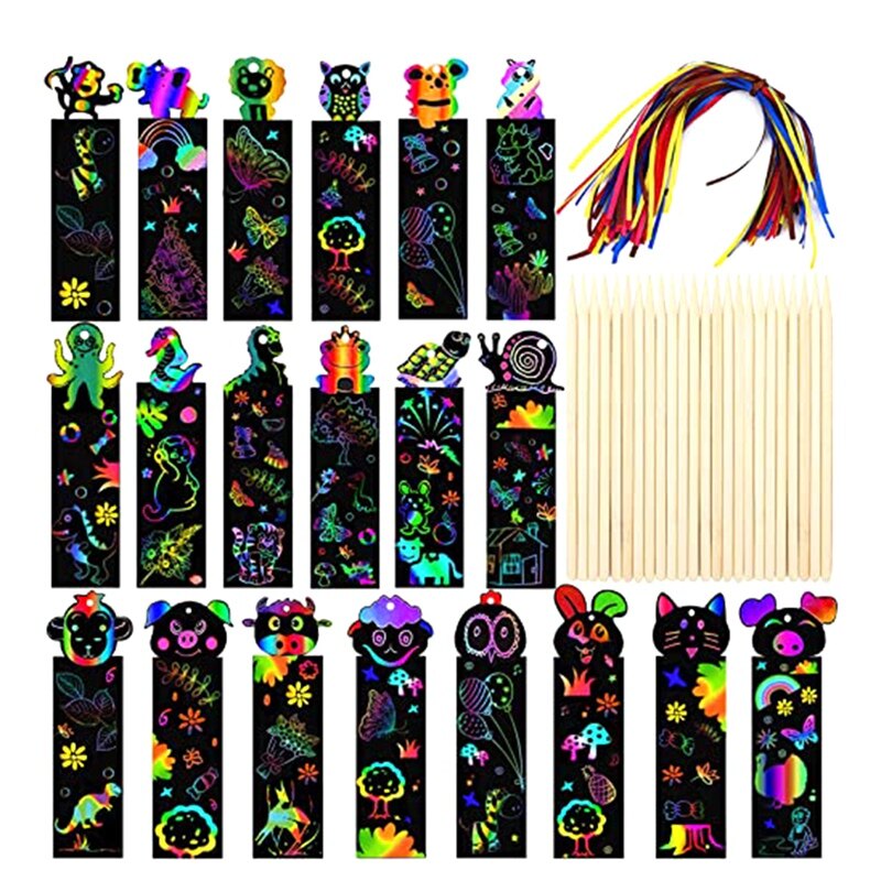 48Pcs Kraft Paper Blank Cardstock Bookmarks, Paper Bookmarks with 48Pcs  Colorful Tassels for DIY Classroom Projects and Gifts Tags