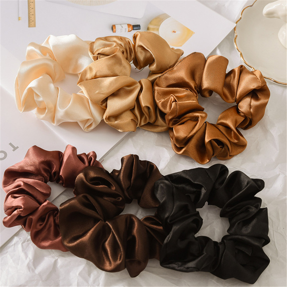 N33GVC3Q Women Hair Accessories Handmade Hair Bands Ponytail Holder Satin Silk Hair Tie Hair Rope Elastic Scrunchies