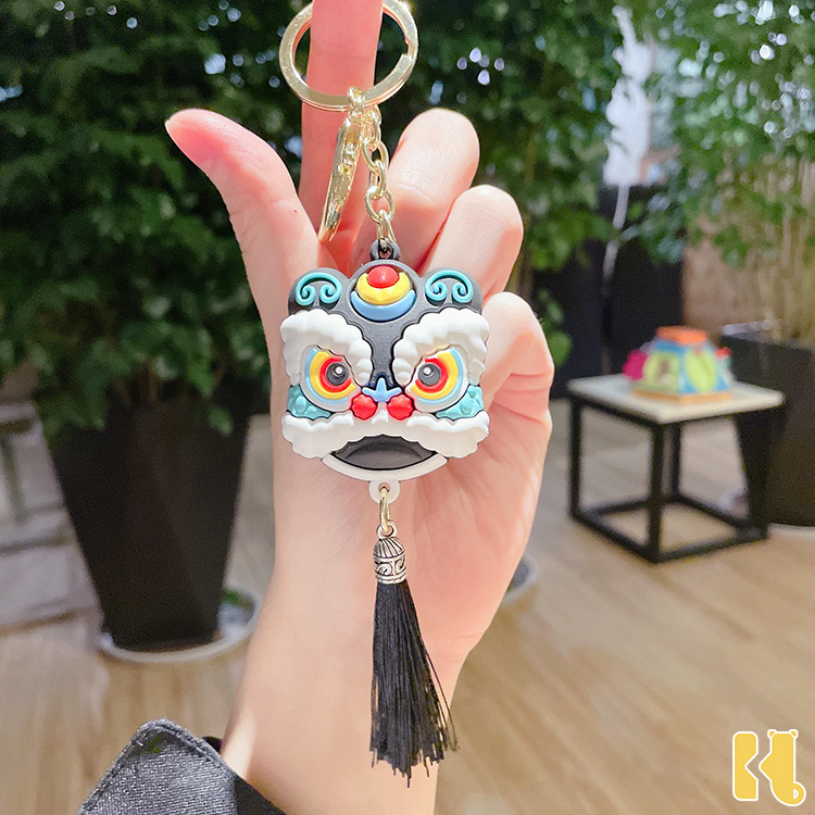2021 ใหม่ปี Lion Dance Head พวงกุญแจลมจีน Lion Dance รถพวงกุญแจกระเป๋าจี้ Creative ขนาดเล็ก Gift