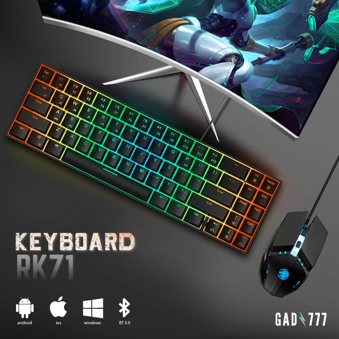 RK836/71 Mechanical Switch Keyboard 71 ปุ่ม คีย์บอร์ดไร้สาย Bluetooth ไฟLED คีย์บอร์ดเกม game keyboard