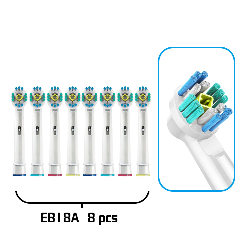 สำหรับแปรงสีฟันไฟฟ้าโรตารี่ O-ral B หัวแปรงสีฟันไฟฟ้าคุณภาพสูงหัวแปรงสีฟันแบบถอดเปลี่ยนได้ 8 ชิ้น / แพ็ค