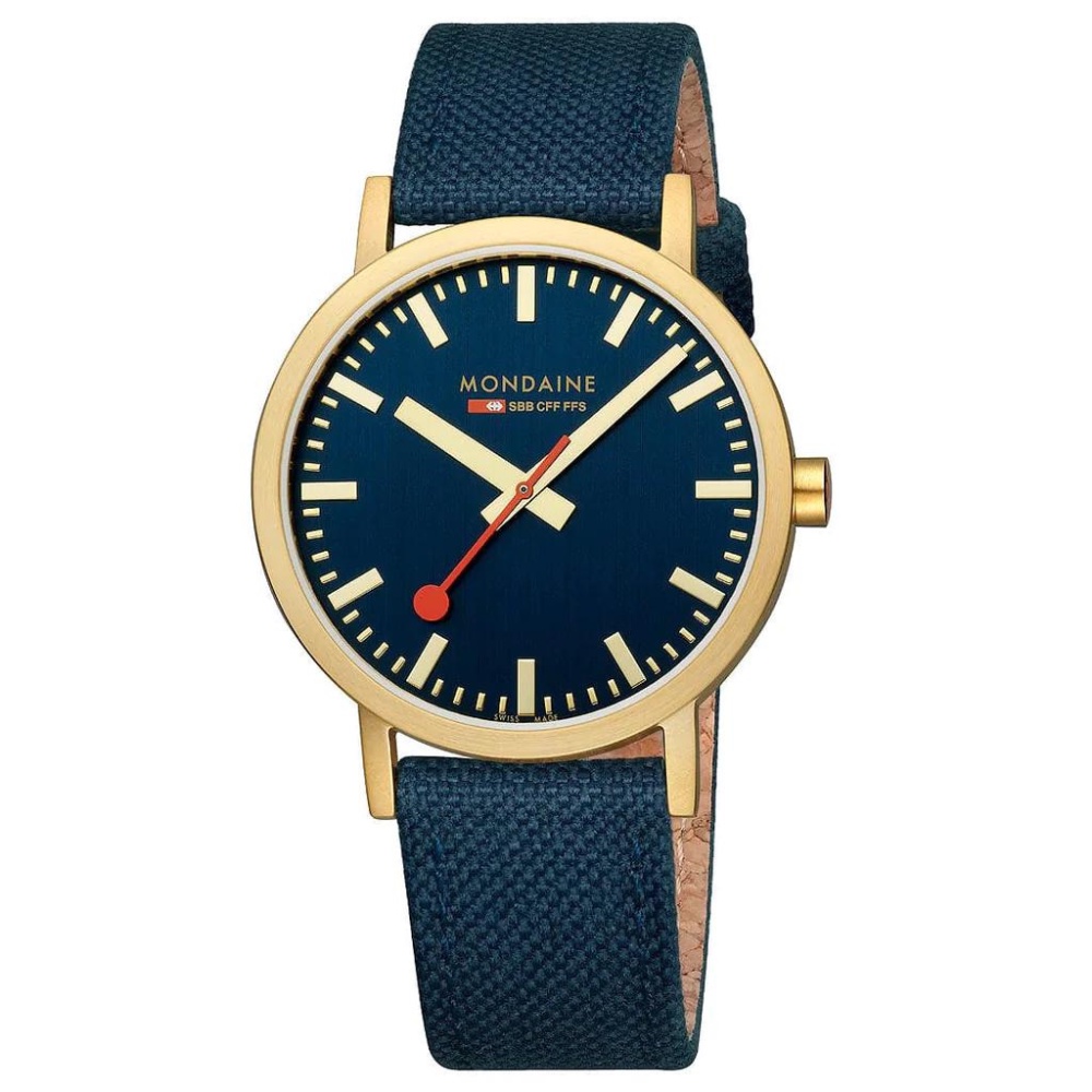 นาฬิกาข้อมือแฟชั่น Mondaine Classic Watch 40 Mm, นาฬิกาทองคำสีน้ำเงินเข้ม, นาฬิกาข้อมือ A660.30360.40Sbq