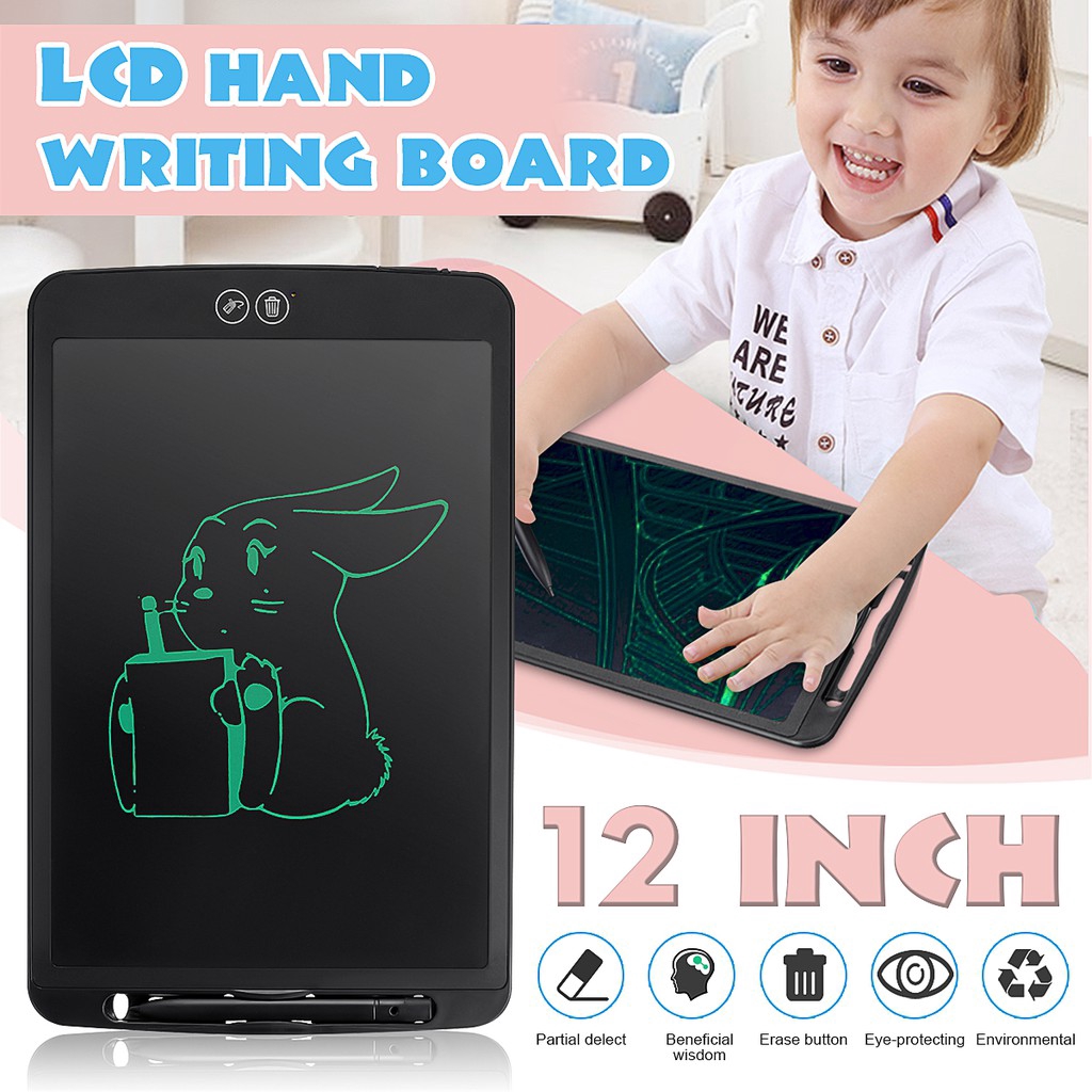 แผ่นกระดาน lcd กระดานวาดภาพ Writing Board 12 นิ้ว ง่ายต่อการใช้ drawing tablet หน้าจอ LED สามารถเปลี่ยนแบตเตอรี่ได้ สามารถใช้งานได้หนึ่งปี ง่ายต่อก