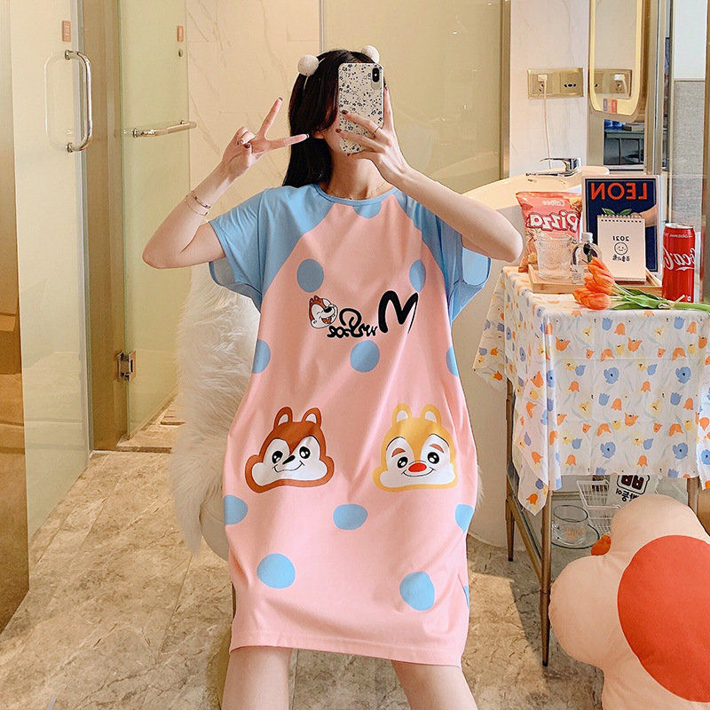 2021ชุดนอนผู้หญิงแขนสั้นลายการ์ตูนน่ารักหวานๆสไตล์เกาหลี ใส่สบาย/ชุดอยู่บ้านCartoon pajamas home service