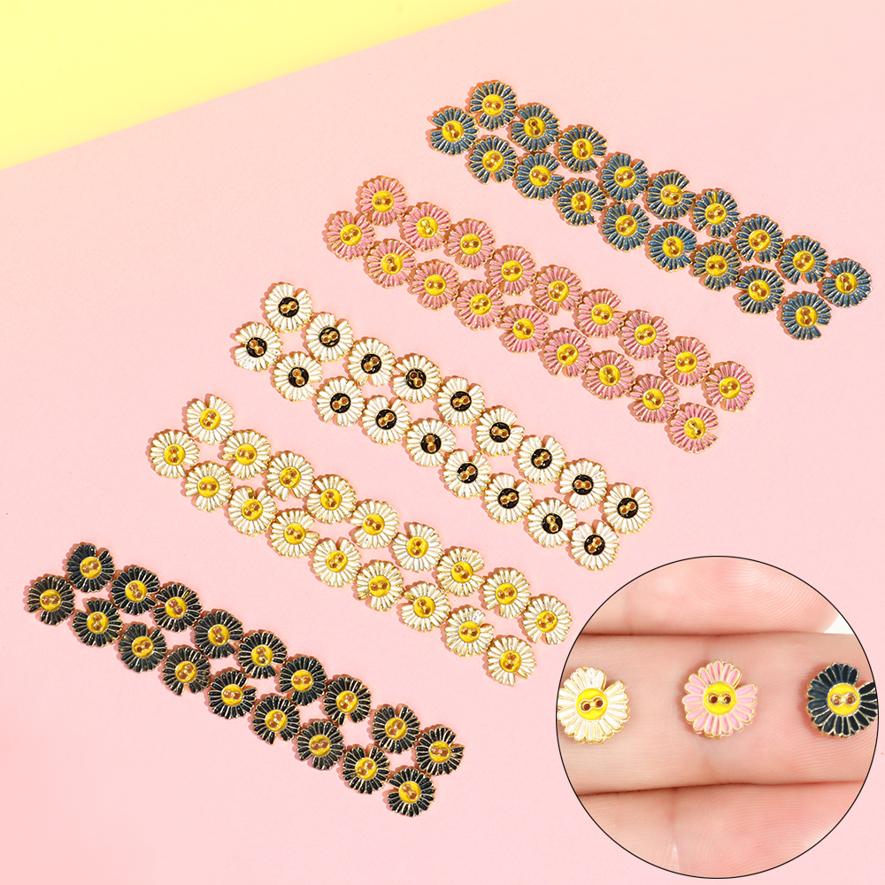 HIYRCH STORE 20pcs Girl Gift Two Holes Multi-color 8mm Mini Doll Buttons DIY Sewing Accessories Flower Buckle Metal Button