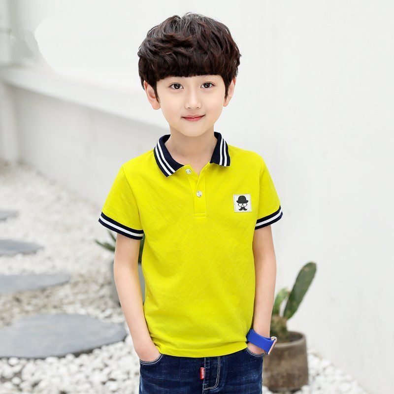 ของเด็กชายTเสื้อยืดผ้าฝ้ายpoloเสื้อเด็กแขนสั้นเวอร์ชั่นเกาหลีของฤดูร้อนหล่อหนุ่มใหญ่ปกเสื้อการ์ตูน