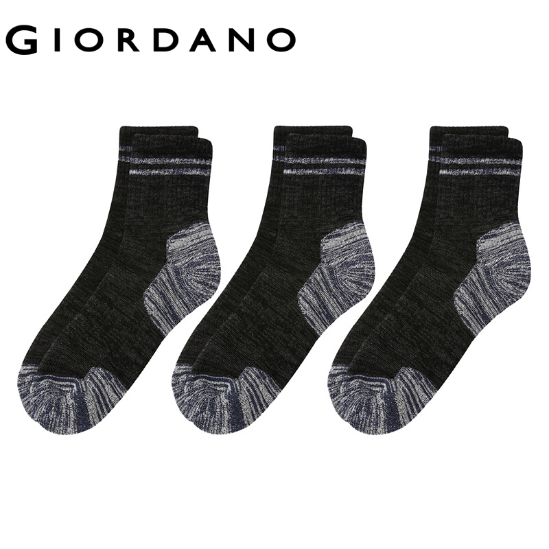 Giordano ถุงเท้าหุ้มข้อ หลายสี เข้าได้กับทุกชุด ดูลุคสุภาพบุรุษ จำนวน 3 คู่ Free Shipping 01152611