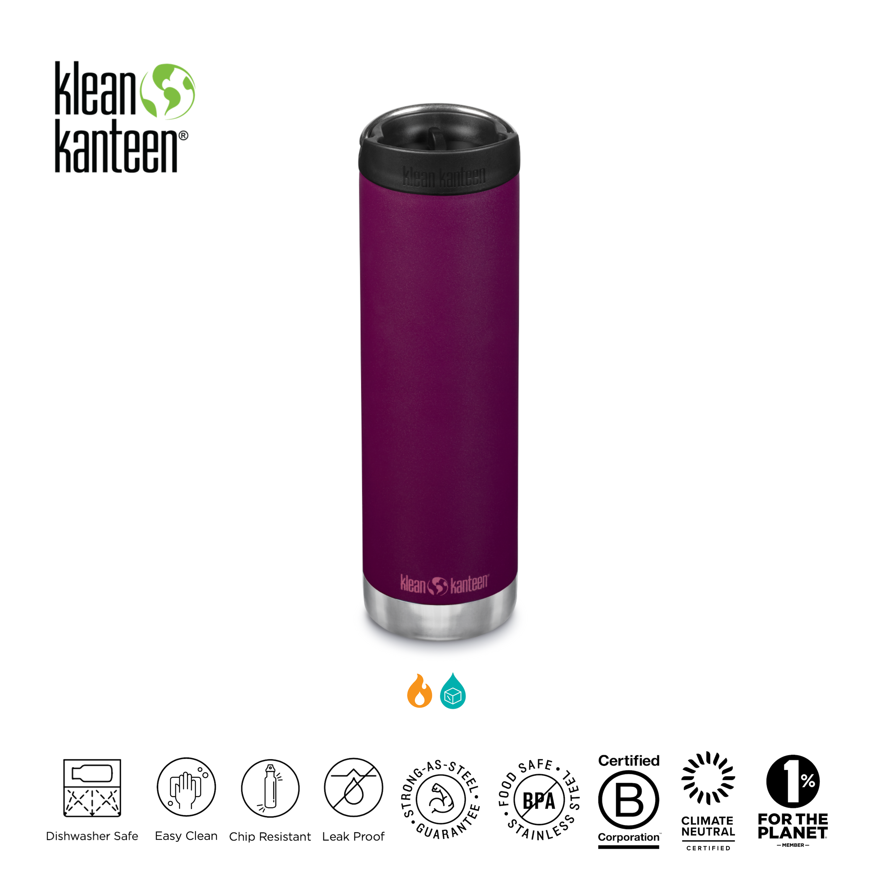 Klean Kanteen Insulated Bottles TKWide-2021 20oz with Cafe Cap