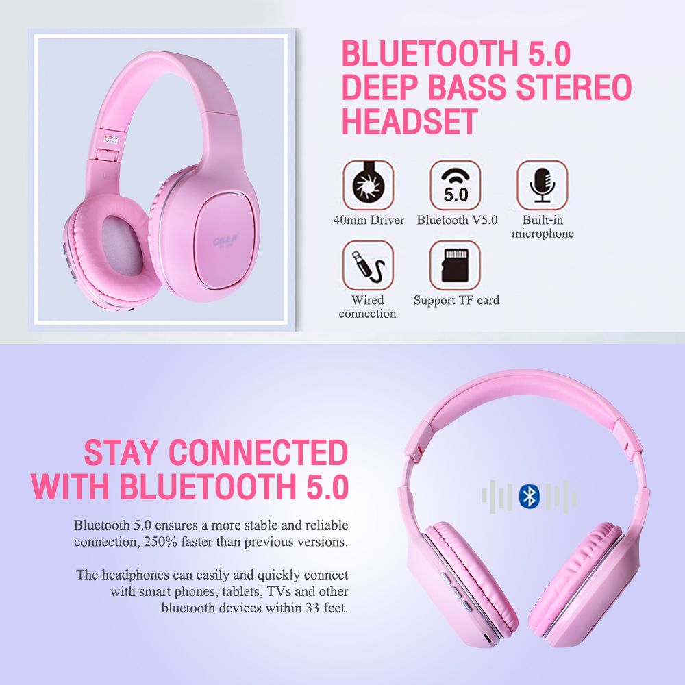 ?ส่งเร็ว? ร้านDMแท้ๆ หูฟัง OKER Bluetooth BT-1608 หูฟังบลูทูธ ไร้สาย Wireless Bluetooth Headphone Stereo เสียงสเตอริโอเบสหนัก เสียบการ์ดTF #DM