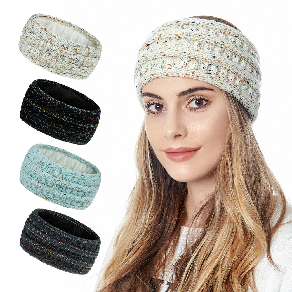 F8C503Y Winter Soft Fleece-lined Hair Accessories Ear Warmers Headbands for Women Ear Muffs Head Bands Knitted Headband