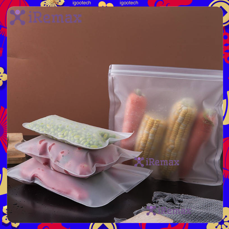 iRemax ถุงเก็บผลไม้ผักถุงปิดผนึกอาหารในตู้เย็นเก็บถุงซิปล็อก EVA Reusable Preservation Bag Fruit Vegetable Sealed Bag Fridge Food Storage Ziplock Bag ราคา 18 บาท*ส่งฟรี