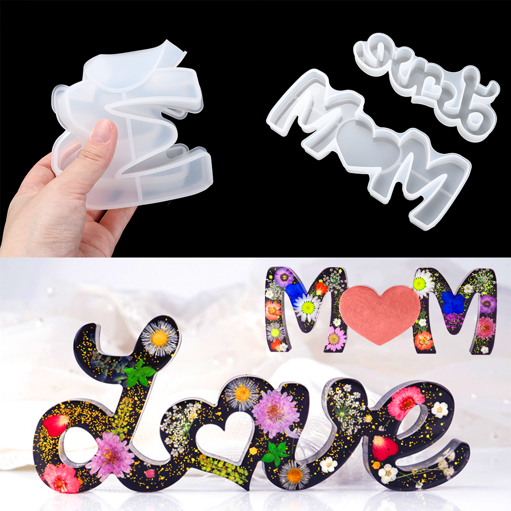 NQMODL SHOP LOVE Resin Crafts Mother Crystal Epoxy Casting Molds Silicone Mould Letters Resin Mold Jewelry Making Tools