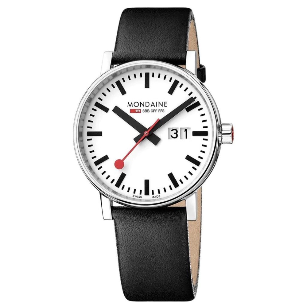 นาฬิกาข้อมือแฟชั่น Mondaine EVO2 40 mm, black leather watch, MSE.40210.LB นาฬิกาข้อมือ ราคา 12,100 บาท*ส่งฟรี