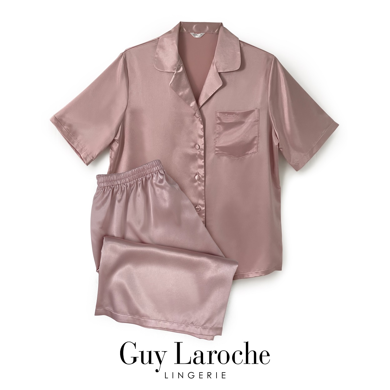 Guy Laroche Lingerie : Satin Nightwear GV3019 ชุดนอนซาติน แขนสั้นขาสั้น