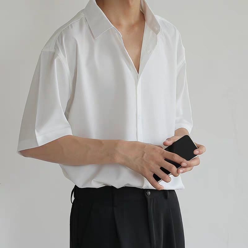 MNO.9 Shirt Men Korean 092 เสื้อเชิ้ตชายแขนสั้น 2021 เสื้อแฟชั่นชาย เสื้อเชิ้ตชาย สีพื้น เชิตผู้ชาย เสื้อเชิ้ตแฟชั่นชาย อื่นๆ สไตล์เกาหลี