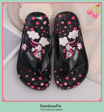 RainbowPie เด็กรองเท้าแตะ 2021 ฤดูร้อนใหม่น่ารักและหวานสไตล์ในร่มและกลางแจ้งสวมใส่ชายหาดสบายลื่นสาว Flip-Flops