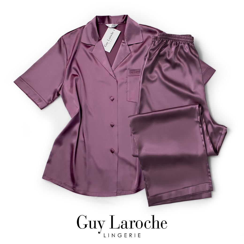 Guy Laroche Lingerie : Satin Nightwear GV3018 ชุดนอนซาติน ชุดนอนแขนสั้นขายาว