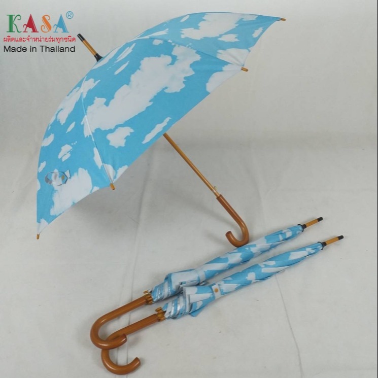 ร่มกอล์ฟ ร่ม 30นิ้ว แกนเหล็ก ลายเมฆ ด้ามตรง กันUV ร่มก้านยาว ร่มกันแดด  ผลิตในไทย golf umbrella รหัส 30143-4
