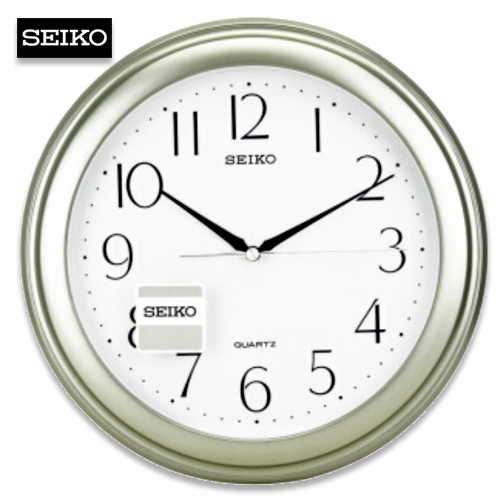 Velashop นาฬิกาแขวนผนังไซโก้ SEIKO ขอบพลาสติกสีบอร์นเขียว หน้าขาว ขนาด 12 นิ้ว รุ่น QXA327M QXA327
