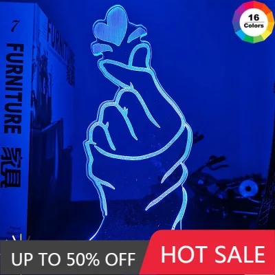 Finger Heart Led Night Light for Home Decoration Color Color Changing Touch Sensor Nightlight Cool Birthday Gift Table 3d Lamp (1)