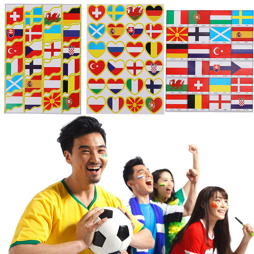 WASTELAND BEAUTY Fashion Cheer Removable Game 2021 Euro Footballs Stickers Country Flag Sticker World Cup Europe Championships