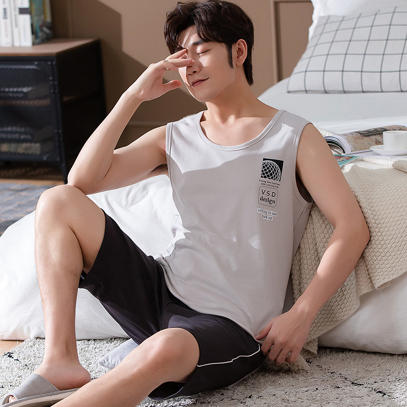 ✔พร้อมส่ง✔DuDay เซตชุดนอนผู้ชายผ้าฝ้ายผ้าคอตตอน ชุดลำลองผู้ชาย เสื้อกล้ามขาสั้นคุณภาพสูง ลายการ์ตูน แฟชั่น สไตล์เกาหลี D25