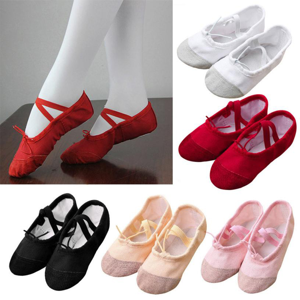 DSFSK เด็กหญิงโยคะผ้าใบเด็กรองเท้าส้นแบนนุ่มเด็กเด็กรองเท้ารองเท้าส้นแบนบัลเล่ต์เต้นรำรองเท้าเต้นรำ
