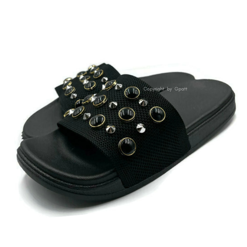 Gpatt : Buttons Sandals รองเท้าแตะสวมผู้หญิง รองเท้าแตะสวมแฟชั่นผู้หญิง ลายปุ่ม รองเท้าแฟชั่นผู้หญิงเก็บทรงเท้าเรียวสวย