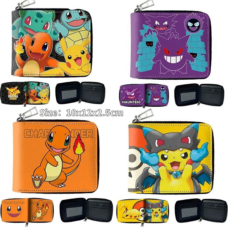 Pokemon Short Wallet for Boys Pikachu Charizard Snorlax Pattern PU Leather